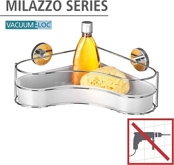 Wenko Vacuum Loc Corner Shelf Milazzo Shower Shelf, Chrome, 20894100