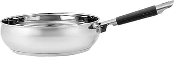 Royalford RF5123 Cookware Set of 7, Highly Durable Design, Tempered Glass Lid, PFOA Free, Silver, Stainless Steel