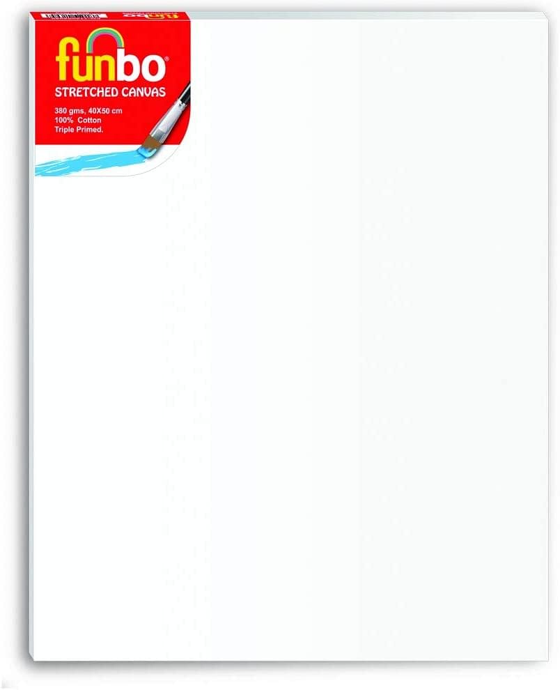 Funbo 380 Gsm Stretched Canvas, 40 cm x 50 cm Size, White