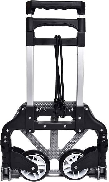 Folding Hand Truck 180 Lb Capacity Heavy-Duty Luggage Trolley Cart With Telescoping Handle and Rubber Wheels, Black,