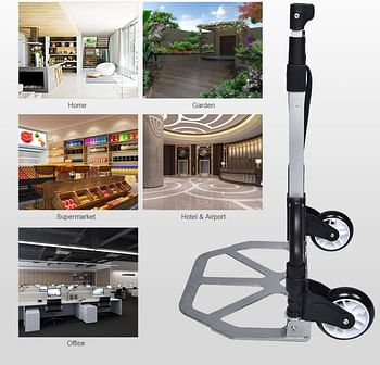 Folding Hand Truck 180 Lb Capacity Heavy-Duty Luggage Trolley Cart With Telescoping Handle and Rubber Wheels, Black,