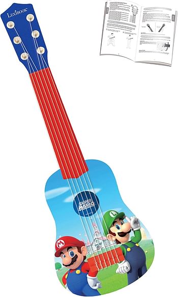 Nintendo Mario Luigi My first Guitar, 6 nylon strings, 53 cm, learning guide included, blue/red, K200NI