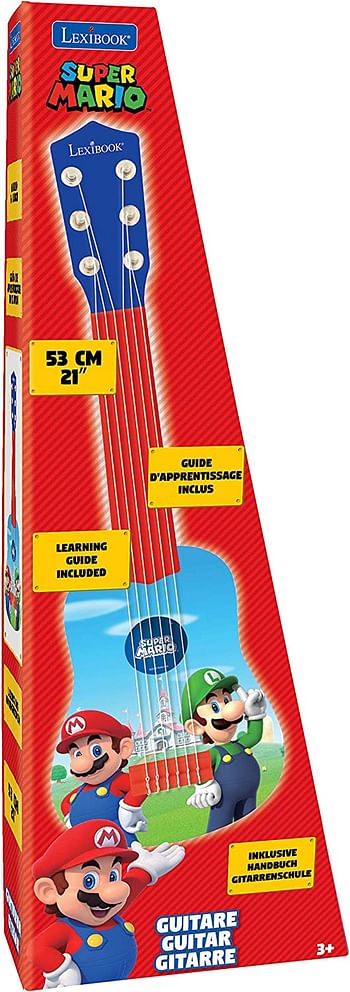 Nintendo Mario Luigi My first Guitar, 6 nylon strings, 53 cm, learning guide included, blue/red, K200NI