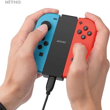 Nitho Switch Joy-Con Charge & Play Cable 4M ، مقبض شحن متوافق مع Nintendo Switch Joy Con Controller مقبض أسود مع كابل USb-C