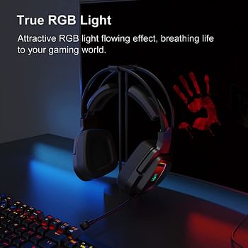 Bloody G575 Virtual 7.1 Surround Sound Gaming Headphone with RGB Light, Detachable Mic. Design, 2.0 m Braided Tangle-Free USB Cable, Ergonomic 3D Ear Pads - Black