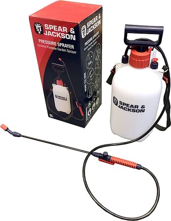 SPEAR & JACKSON 5LPAPS Pump Action Pressure Sprayer, 5 L, Blue, 5 Litre