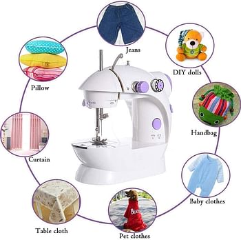SHOWAY Mini Sewing Machine Upgraded Portable Two Threads Double Speed Double Switches Household Kids Beginners Travel Automatic Sewing Machine