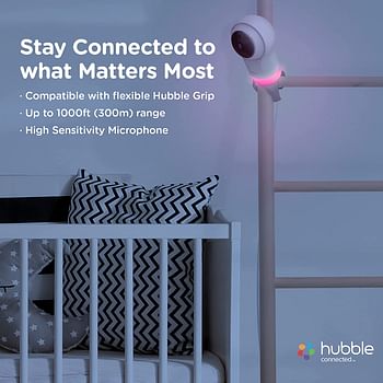 Hubble Connected Nursery Pal Glow Plus - 5-Inch Smart Hd Video Baby Monitor For Babies Wireless Security Camera With Infrared Night Vision - Two-Way Intercom, Room Temp Monitoring-White