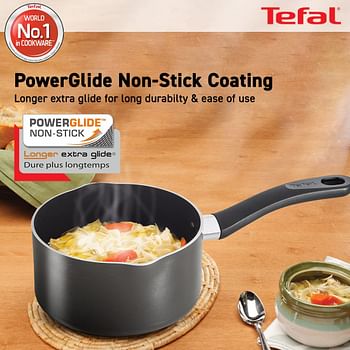 Tefal G6 Delicia 16 cm Saucepan With Glass Lid, Non-Stick, Black, Aluminium, B4682285