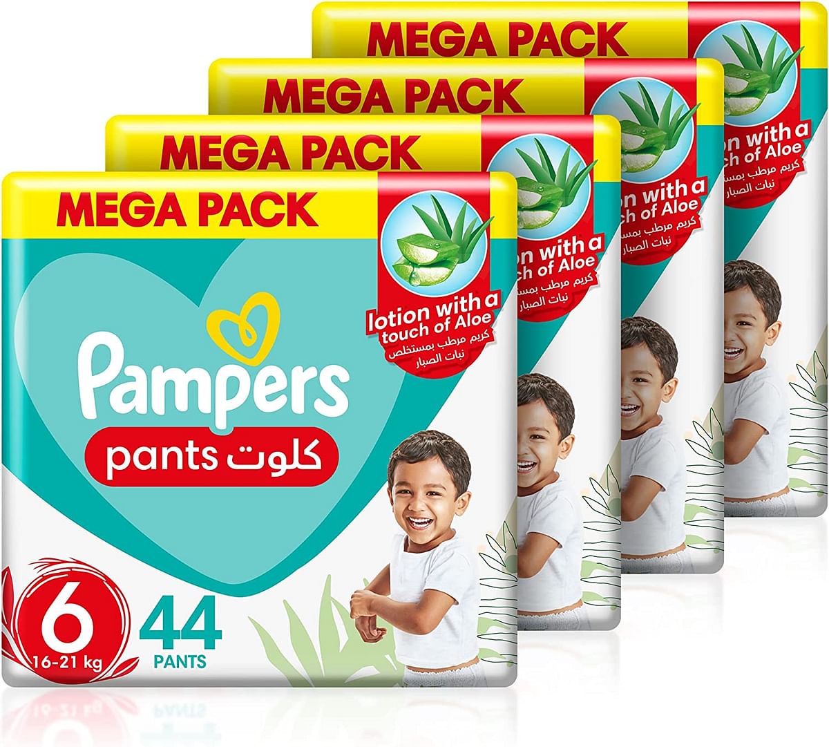 Pampers Baby-Dry Pants with Aloe Vera Lotion, Stretchy Sides, and Leakage Protection, Size 6, 16-21 kg, 176 Pants