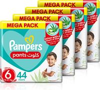 Pampers Baby-Dry Pants with Aloe Vera Lotion, Stretchy Sides, and Leakage Protection, Size 6, 16-21 kg, 176 Pants