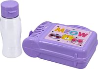 Royalford Lunch Box with Water Bottle for Kids- RF10824 Plastic Lunch Box Perfect for Schools with Durable and Leak-Proof Construction 100% Food-Grade, Non-Toxic Compact and Portable Design Purple