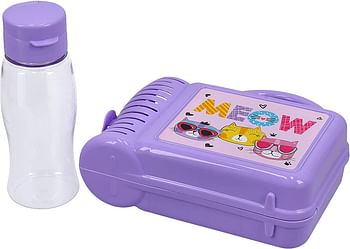 Royalford Lunch Box with Water Bottle for Kids- RF10824 Plastic Lunch Box Perfect for Schools with Durable and Leak-Proof Construction 100% Food-Grade, Non-Toxic Compact and Portable Design Purple