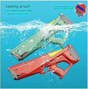 Automatic Electric Water Gun Outdoor Beach Toys Gun - Summer Pool Toys High Pressure Electric Power Water Guns For Kids and Adult with rechargeable battery (Red)