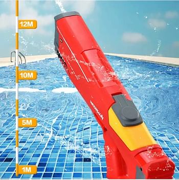 Automatic Electric Water Gun Outdoor Beach Toys Gun - Summer Pool Toys High Pressure Electric Power Water Guns For Kids and Adult with rechargeable battery (Red)