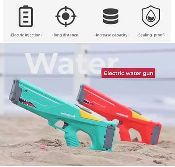 Automatic Electric Water Gun Outdoor Beach Toys Gun - Summer Pool Toys High Pressure Electric Power Water Guns For Kids and Adult with rechargeable battery (Red)