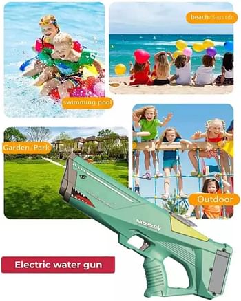 Automatic Electric Water Gun Outdoor Beach Toys Gun - Summer Pool Toys High Pressure Electric Power Water Guns For Kids and Adult with rechargeable battery (Red)