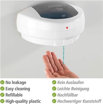 WENKO Arco Infrared Disinfectant Dispenser, Plastic, Refillable, Bathroom Liquid Soap Pump, Home Accessory, 0.5L Capacity, 20x10x14cm, White