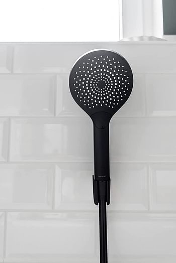 WENKO, Water Saving Hand-Held Shower Head, ABS, Universal Connection and Fit, Sleek Modern Design, Eco-Friendly & Relaxing Spray, 9.5x9.5cm, Black