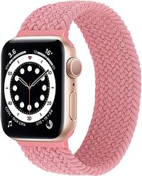 Promate Solo Loop Nylon Braided Strap for Apple Watch, Soft Stretchable Replacement Wristband with Secure Fit for Apple Watch Series 1,2,3,4,5,6, SE, PINK PUNCH, FUSION-40XL.PINK