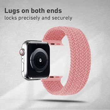 Promate Solo Loop Nylon Braided Strap for Apple Watch, Soft Stretchable Replacement Wristband with Secure Fit for Apple Watch Series 1,2,3,4,5,6, SE, PINK PUNCH, FUSION-40XL.PINK