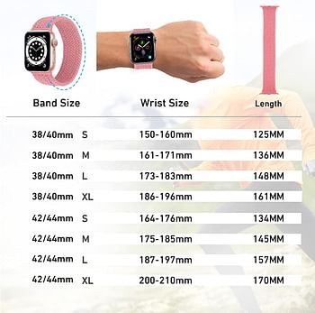 Promate Solo Loop Nylon Braided Strap for Apple Watch, Soft Stretchable Replacement Wristband with Secure Fit for Apple Watch Series 1,2,3,4,5,6, SE, PINK PUNCH, FUSION-40XL.PINK