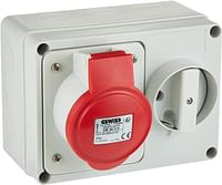 GEWISSGW66019 FIXED INTERLOCKED HORIZONTAL SOCKET-OUTLET - WITH BOTTOM - WITHOUT FUSE-HOLDER BASE - 3P+E 32A 380-415V - 50/60HZ 6H - IP44