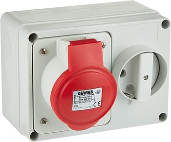 GEWISSGW66019 FIXED INTERLOCKED HORIZONTAL SOCKET-OUTLET - WITH BOTTOM - WITHOUT FUSE-HOLDER BASE - 3P+E 32A 380-415V - 50/60HZ 6H - IP44