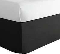 تنورة سرير مصممة من الألياف الدقيقة من لوكس هوتيل مع تصميم كلاسيكي بطول 14 انش منسدل، كامل، اسود