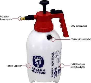 Spear & Jackson 2LPAPS 2 Litre (0.5 Gallon) Pump Action Pressure Sprayer