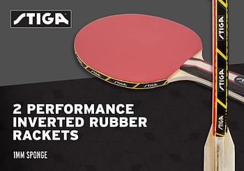 STIGA Performance 2 Player Ping Pong Set – 2 Table Tennis Rackets, 3 – 3 Star Orange Balls Included