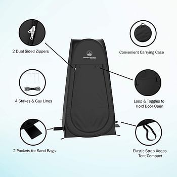 Portable Pop Up Pod- Instant Privacy, Shower & Changing Tent- Collapsible Outdoor Shelter for Camping, Beach & Rain with Carry Bag by Wakeman Outdoors