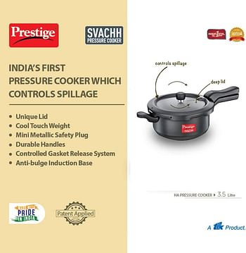 PRESTIGE Svachh3.5 Pressure Cooker, 3.5 Liter, Hard Anodized