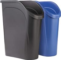 Rubbermaid 6.4G Undercounter Wastebasket 2 Pack, Blue and Black for Dual Stream Waste and Recycling   Style: Recycling Combo 6.4G