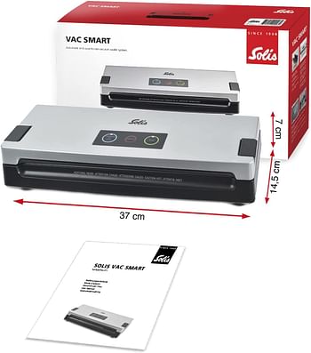 Solis Vac Smart Fully Automatic Vacuum Packaging System Strong Vacuum Pump Removable Drip Tray 922.37 - Silver/Black