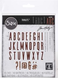 Sizzix Thinlits Die Set 65 Pack Alphanumeric Classic Upper Case by Tim Holtz, Multicolor
