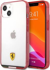 Ferrari Italia Stripe Transparent Hard Case Print Logo For iPhone 13 Mini (5.4") - Red