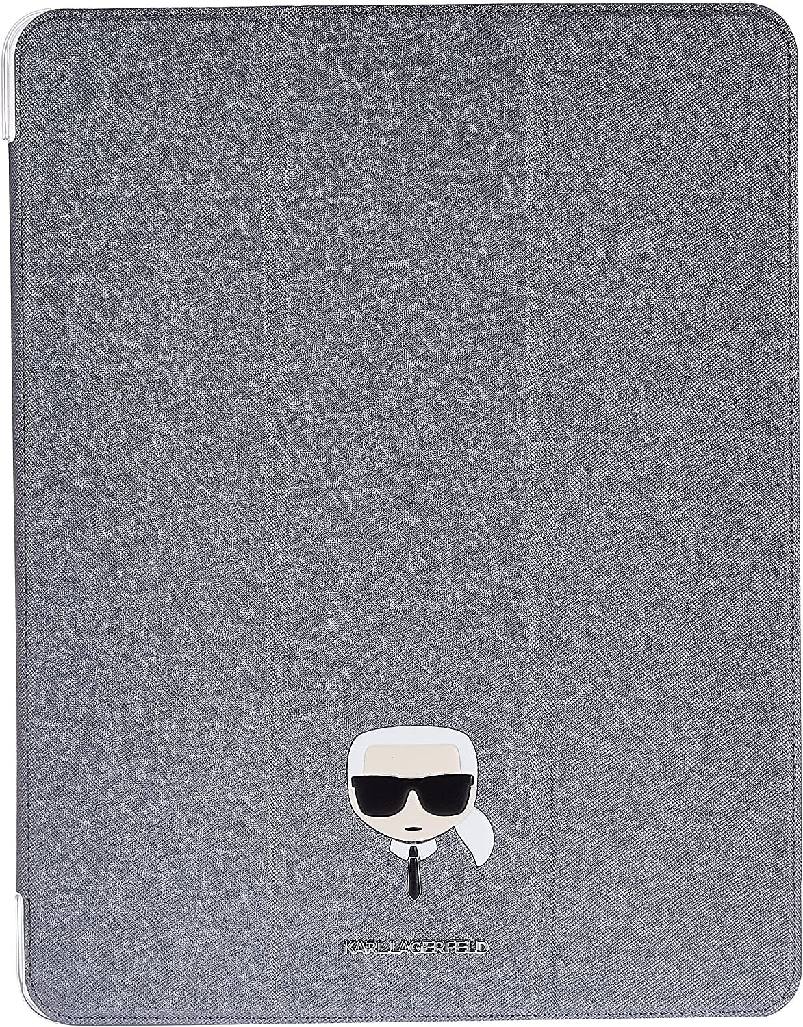Karl Lagerfeld Pu Saffiano Karl Head Folio Case For Ipad 12.9" - Silver