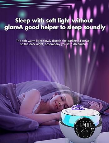 Bluetooth Speaker with Lights, 15W Wireless Charger with Ambient Lighting, 5 in 1 Galaxy Star Projector Table Lamp and Alarm Clock, Night Light Bedside Lamp for Bedroom Home Decor Birthday Gifts