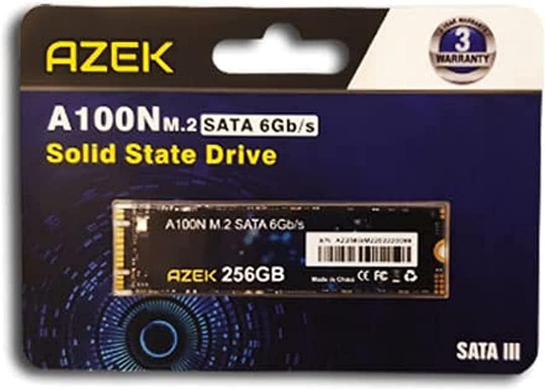 AZEK AZ-SSD-A100N 256GB M.2 SSD – سرعة قراءة/كتابة تصل إلى 1800 ميجابايت/ثانية، SATA III 6Gb/s