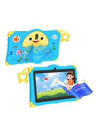 Kids Tablet Early Education Wi-Fi Android Tablet 7-inch Screen 6GB RAM 256GB ROM Portable Anti-drop Silicone Edge Built-in Stand Games and Zoom App Supported Blue