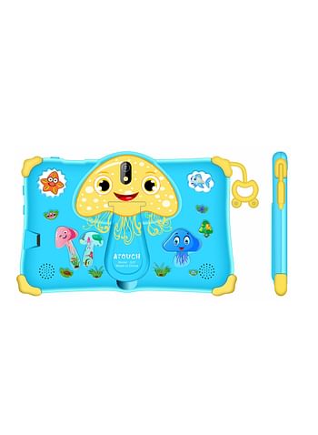 Kids Tablet Early Education Wi-Fi Android Tablet 7-inch Screen 6GB RAM 256GB ROM Portable Anti-drop Silicone Edge Built-in Stand Games and Zoom App Supported Blue