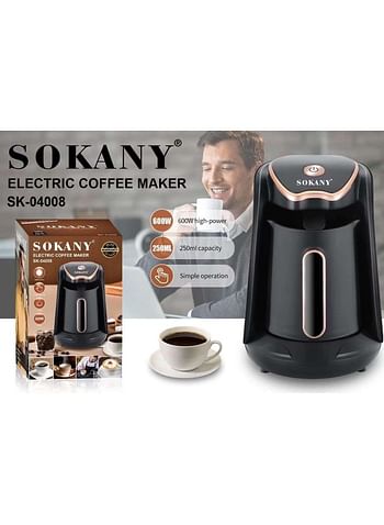 Sokany Turkish Coffee Maker, 250ml, 600 Watt, Black- SK-04008