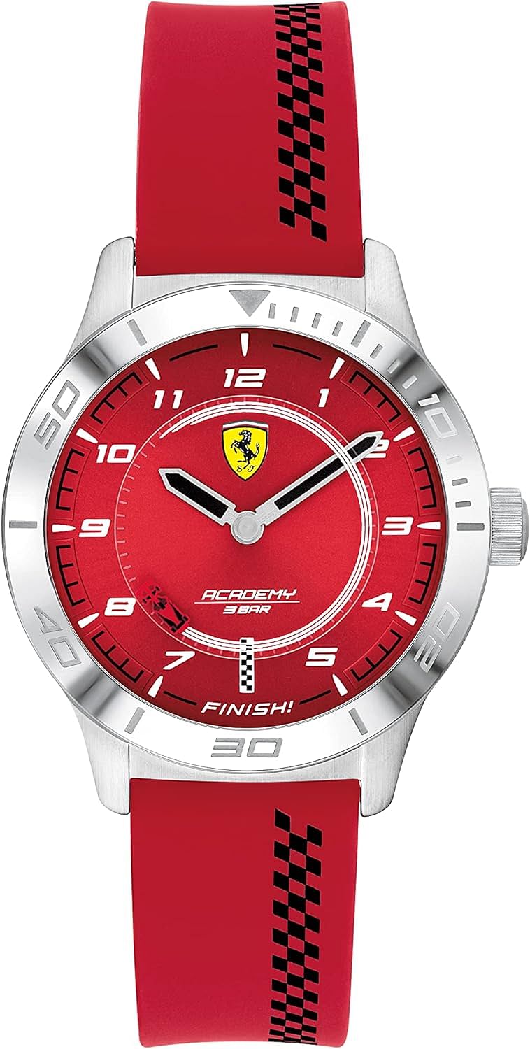 Ferrari Boys' Stainless Steel Quartz Watch with Silicone Strap 16 Model 0810028 - Red