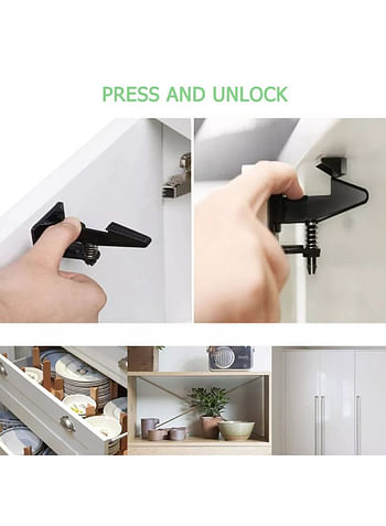 3Pcs Child Safety Cabinet Locks Heavy Duty Spring-Loaded Baby Proof Latch for Cabinets Drawers Appliances Easy Install with Adhesive Durable Invisible Design Horse Black