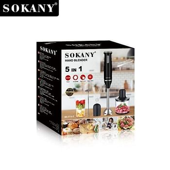 Sokany 5 In 1 Hand Blender & Food Mixer - 800 Watt (SK-1714-5)