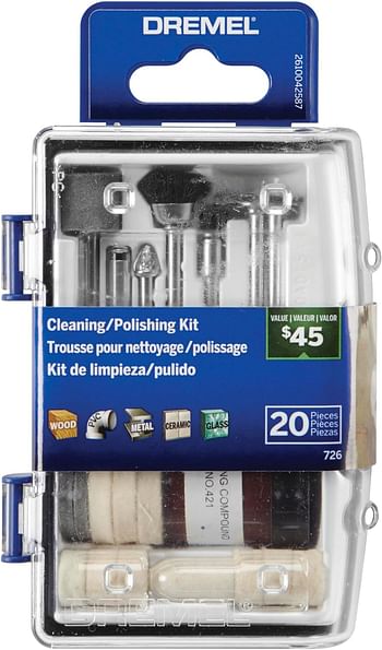 Dremel EZ726-01 EZ Lock Sanding & Polishing Rotary Accessories Kit, 8-Piece Assorted Set - Ideal for for Light Sanding, Detail Cleaning, or Polishing Materials