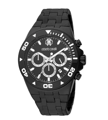 Roberto Cavalli Men 40mm Black Case, Black Color Bracelet Black Dial Watch RC5G016M0085