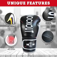 Knockout Boxing Gloves Training Sparring - Premium Leather Gloves for Boxing, Muay Thai, Kickboxing, Fighting, Heavy Duty Punch Bag | 10oz, 12oz, 14oz