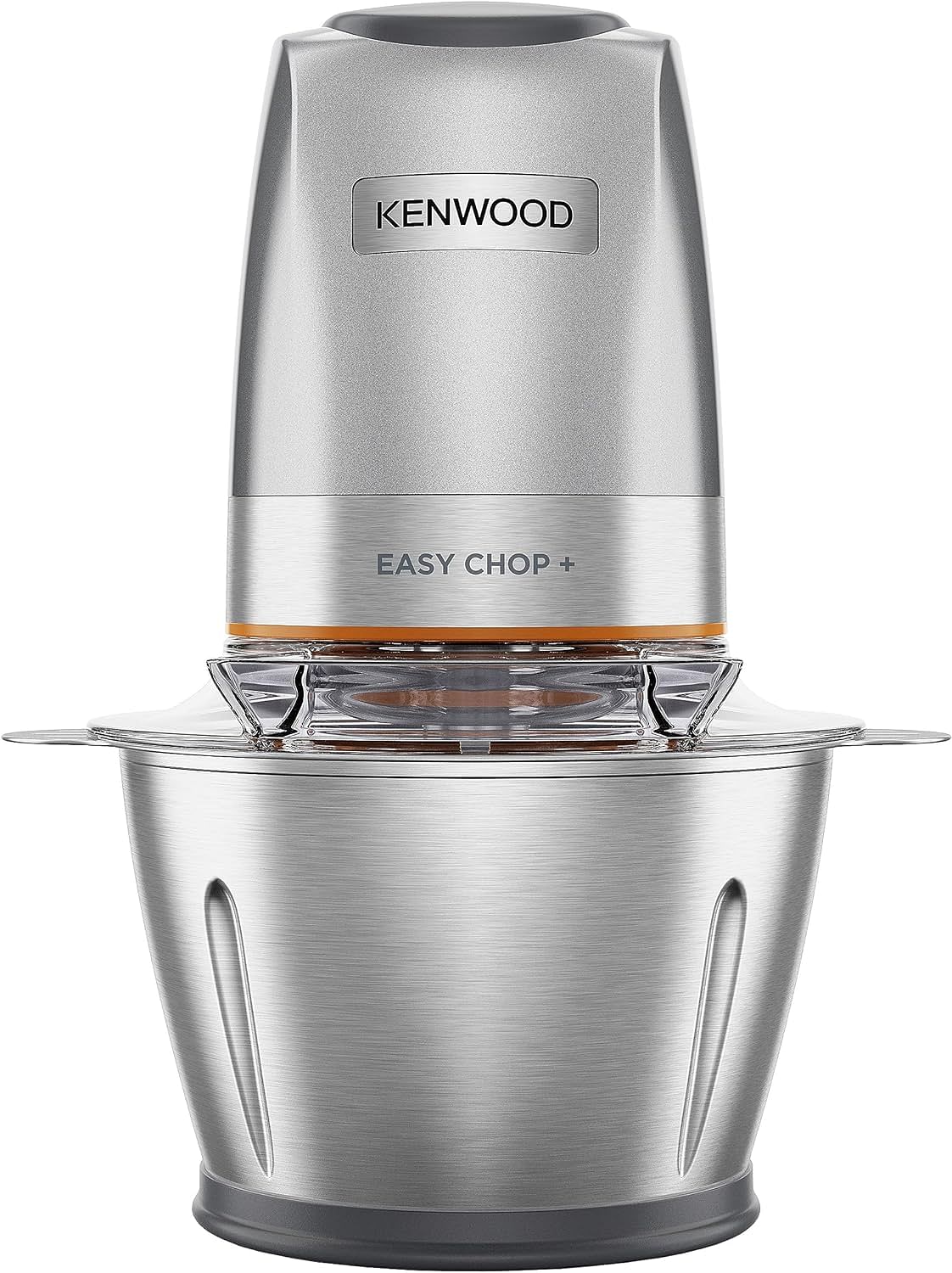 KENWOOD Stainless Steel Chopper 500W Electric Food Chopper with 1.2L SS Bowl 600ml working capacity Dripper Pro, Quad Blade, Storage Lid, Dual Speed, Spatula, Ice Crush Function CHP62.700SI - Silver